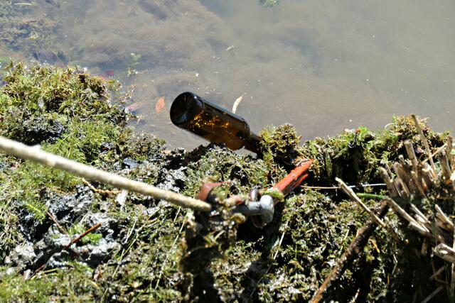 Punktgenau auf die Spitze genommen - eine leere Flasche | Foto: Brigitte Melder