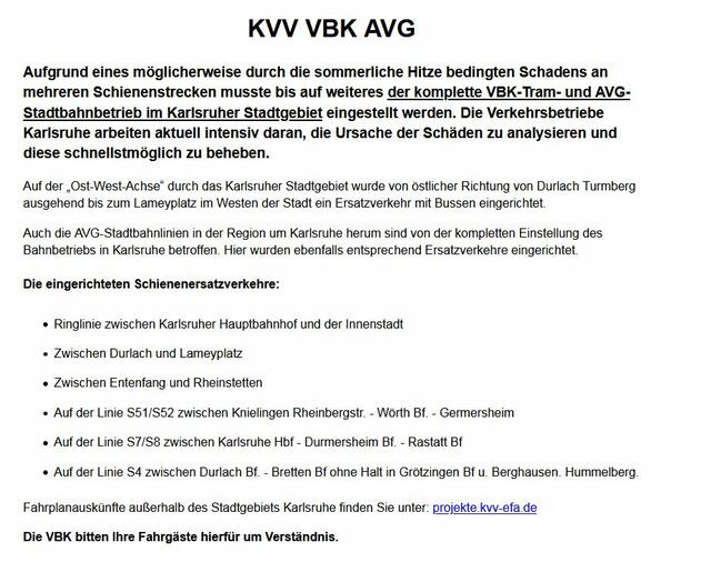 Infoseite der KVV | Foto: Screenshot