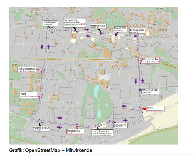 Fahrweg der SEV-Ringlinie in der Karlsruher Innenstadt | Foto: KVV