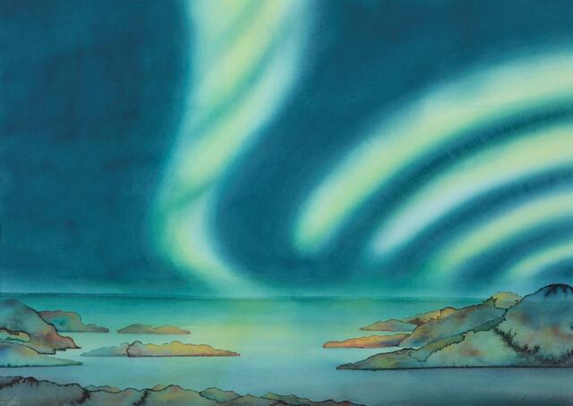 Nordlicht - Aquarell, Finnland 2013 | Foto: Moritz Feuerstein