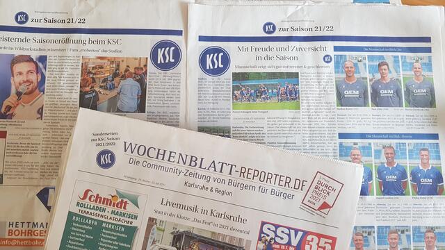 Alle Infos zum KSC und der neuen Saison gibt's natürlich im "Wochenblatt" - in der gedruckten Ausgabe auch in den Haushalten der Region. Über 200.000 Exemplare werden übrigens in der Region um Karlsruhe, Ettlingen, Durlach, Rheinstetten, Bruchsal und Stutensee verteilt | Foto: www.jowapress.de