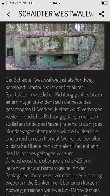 Die App Actionbound hält zu Ergänzung Informationen und Audiodateien zum Schaidter Westwallweg bereit | Foto: Cornelia Bauer