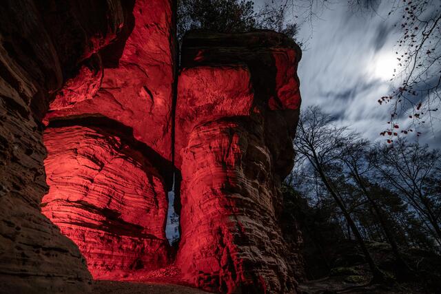 Glühender Altschloss-Felsen / Eppenbrunn _ Dezember
Bild: privat/Georg Beck