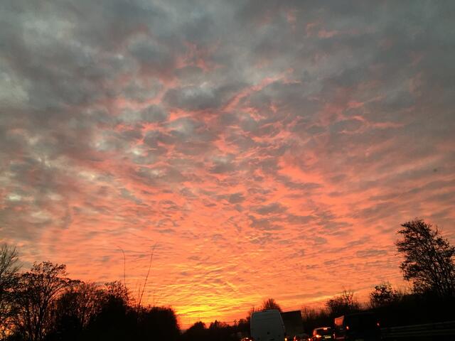 Abendstimmung im Dezember, A6 Richtung Grünstadt | Foto: Hannah Kühner