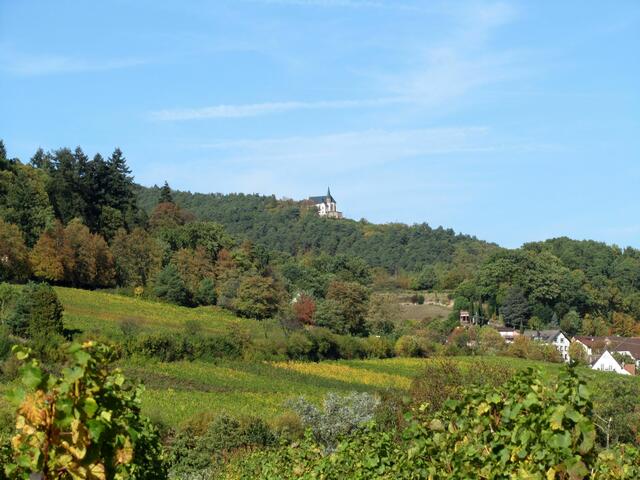 Blick auf die St. Anna Kapelle in Burrweiler, aufgenommen im Oktober