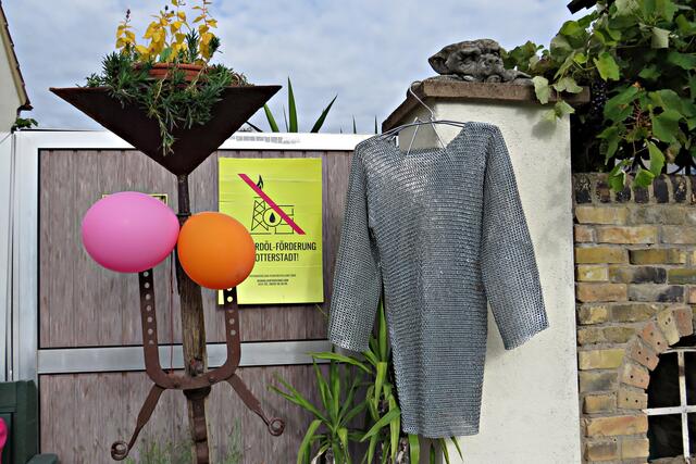 Ein Kettenhemd? Vor dem Hof von Thomas Horn | Foto: Brigitte Melder