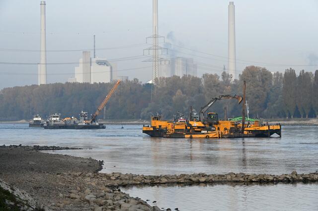 Baggerschiffe auf dem Rhein bei Hagenbach | Foto: A. Abt