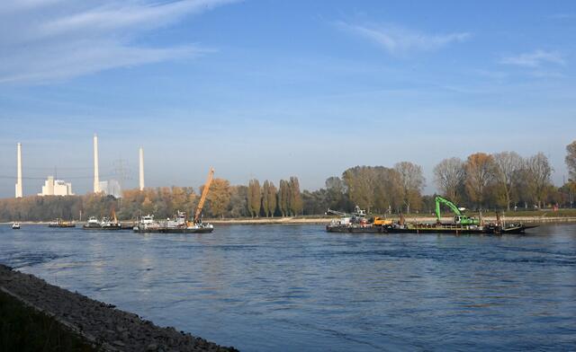 Baggerschiffe auf dem Rhein bei Hagenbach | Foto: A. Abt
