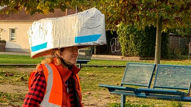 Mr Canoehead Gordon beim Hellowween Leinpfad Speyer parkrun | Foto: Leinpfad Speyer parkrun