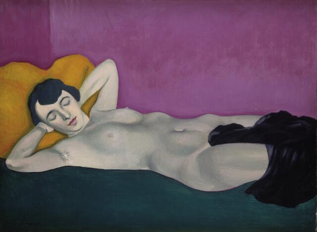 Kurpfälzisches Museum Heidelberg "Fruaenkörper": Félix Vallotton: Liegende Frau vor violettem Grund, 1924