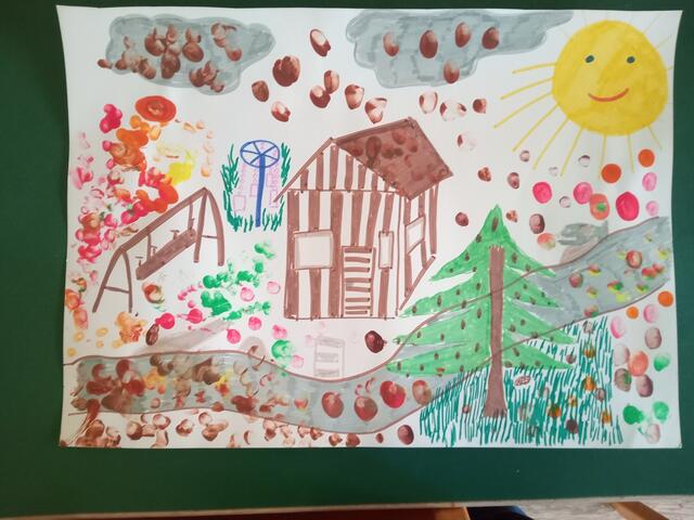 Eine Gemeinschaftsarbeit der Kinder nach einem der aufregenden Waldtage. 
Frische Luft, viel Bewegung und Spaß im Waldgebiet rund um die Fischerhütte in Ulmet  erwartet die Projektgruppe bei ihrem wöchentlichen Waldtagen der Kita!!! | Foto: Kinder des Waldprojekts