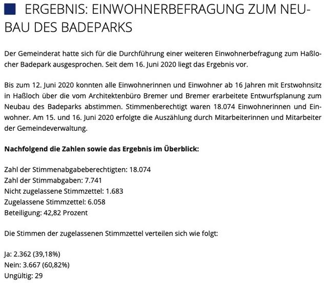 Bürgerbefragung 2020: Ergebnis nach Auszählung der Ja/Nein-Abstimmung und Statistik der Beteiligung.
Auch 2020 wurden mehr als 1600 Stimmzettel nicht zugelassen, weil sie den formalen Anforderungen wie bei einer Briefwahl nicht genügten. Vielleicht sollte man das Verfahren grundsätzlich überdenken. | Foto: Gemeinde Haßloch