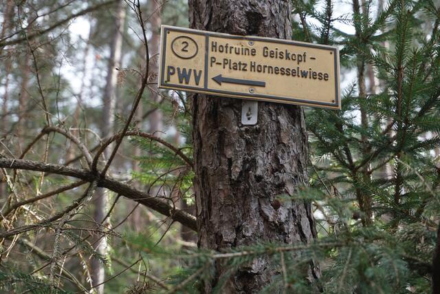 Nicht zu übersehen: An dieser Stelle zweigt der Weg zur Hofruine Geiskopf ab. | Foto: Markus Pacher
