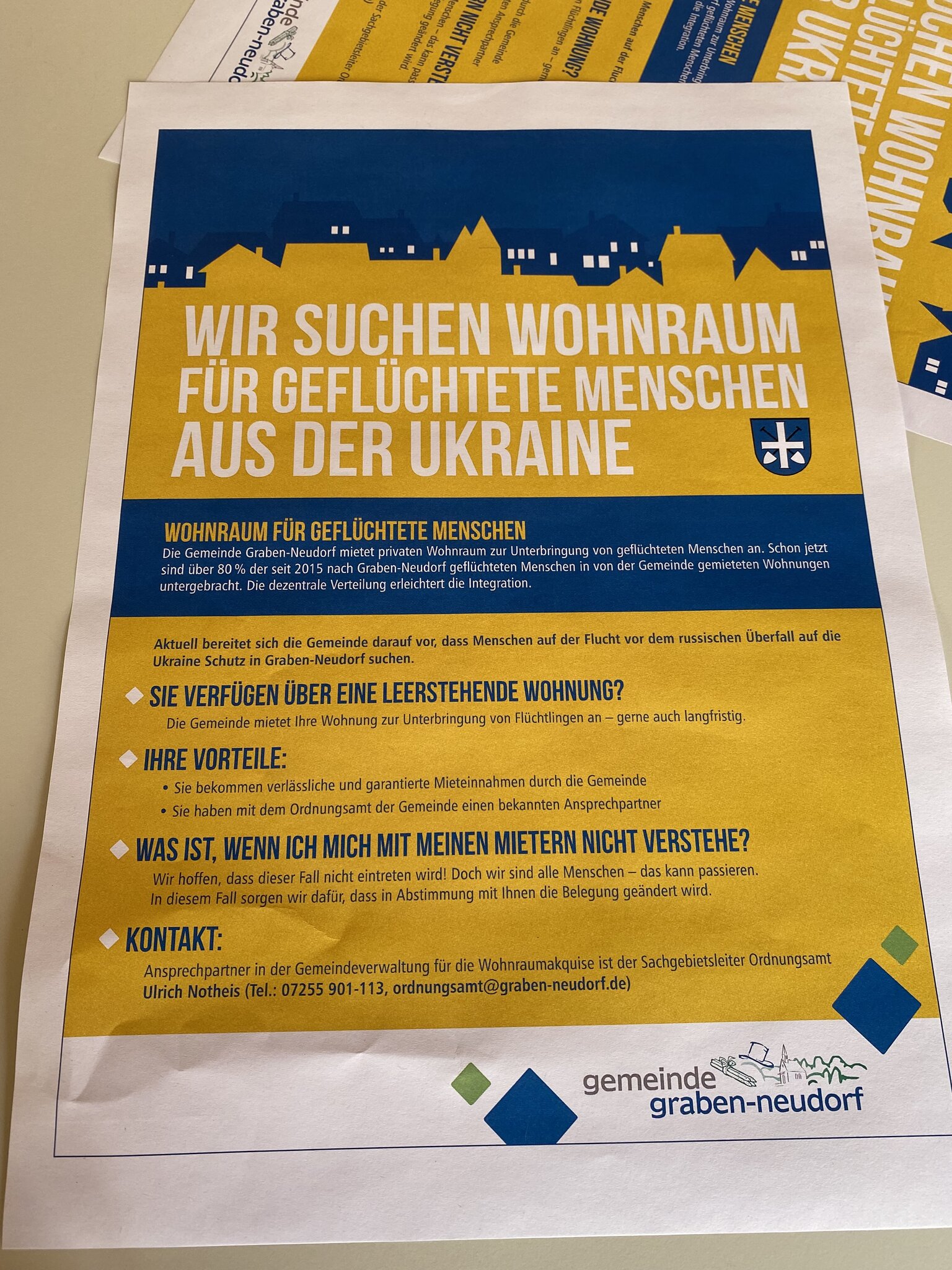 Vorbereitung in GrabenNeudorf Aufnahme von Flüchtenden aus der