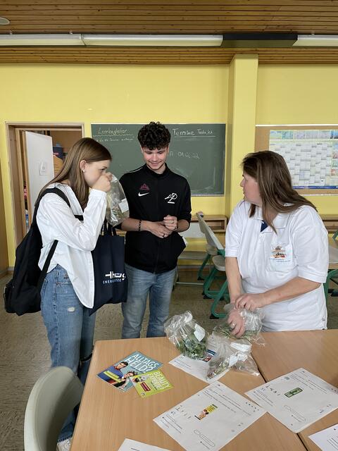 Paula Klose versucht, Kräuter zu bestimmen. | Foto: Weiler