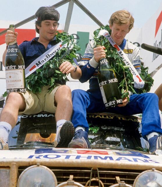 Christian Geistdörfer (links) und Walter Röhrl nach dem WM-Sieg