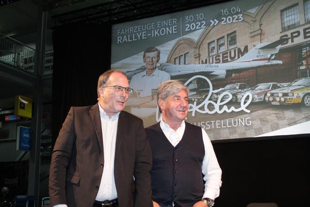 Moderator Michael Hagemann (links) mit Christian Geistdörfer (Foto Michael Sonnick)