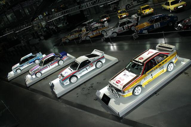 Die vier Siegerautos von Walter Röhrl bei der Rallye Monte Carlo (Foto Michael Sonnick)