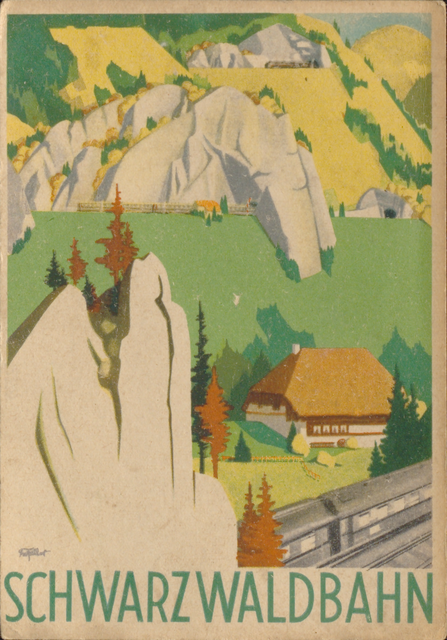 Leo Faller: Postkarte der Schwarzwaldbahn.
Berlin, 20. Jahrhundert. | Foto: Badische Landesbibliothek, 120 H 3050 R