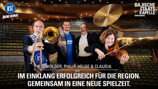Holger Schinko (Posaune), Philip Heise (linker Verteidiger), Helge Dafner (Pauke), Claudia von Kopp-Ostrowski (Violine) | Foto: Arno Kohlem