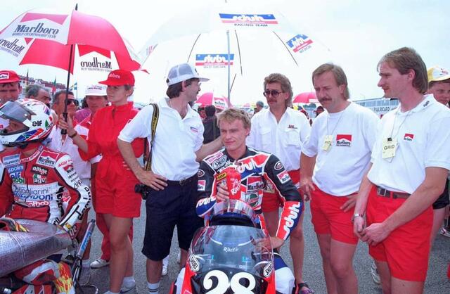 Ralf Waldmann auf der Honda 125 ccm beim Motorrad-WM Lauf 1991 in Paul Ricard / Frankreich
