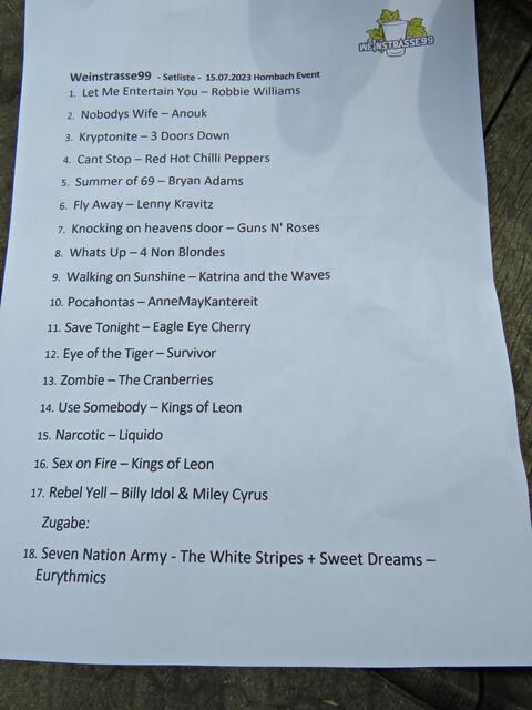 Setliste | Foto: Brigitte Melder