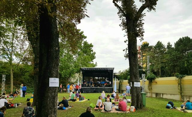 Auf Picknickdecken kann man der Konzertreihe Musik im Garten zuhören.   | Foto: Stadt Frankenthal