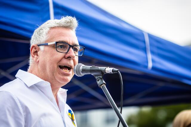 Feier des ukrainischen Unabhägigkeitstages auf dem Mannheimer Marktplatz.   | Foto: Christian Gaier