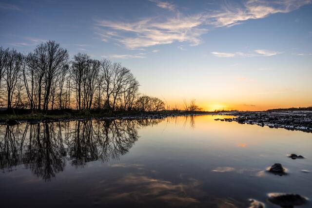 In Ermangelung klarer Bergseen fotografiere ich gerne Reflexionen in einfachen Pfützen. Wie auch hier oberhalb vom Breitenbacher Sportplatz | Foto: Kevin Stilgenbauer