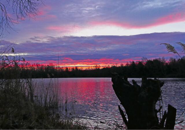 Februar / Noch versteckt sich die Sonne unter einer farblich wunderbaren Wolkenschicht | Foto: Angelika Bullinger