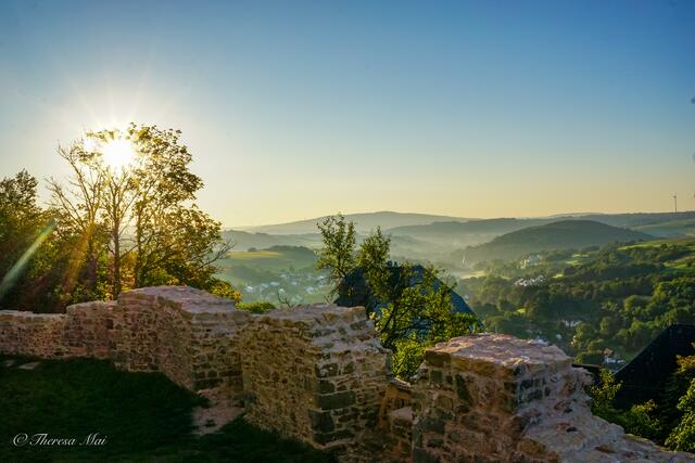 Motiv 9: Burg Lichtenberg. Der Blick schweift über die Burgmauern hinunter ins Tal.  | Foto: Theresa Mai