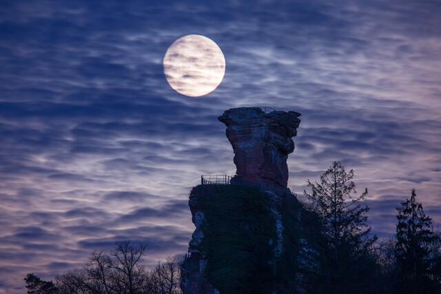 Motiv 8: Mond über der Burgruine Drachenfels bei Busenberg
 | Foto: Georg Beck