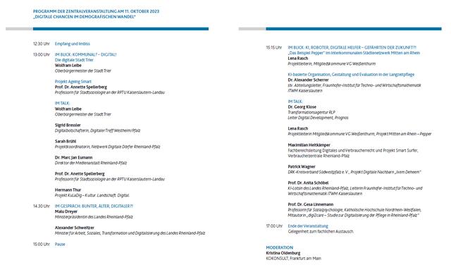 Programm der Zentralveranstaltung am 11. Oktober 2023 - "Digitale Chancen im demografischen Wandel" | Foto: Sigrid Bressler