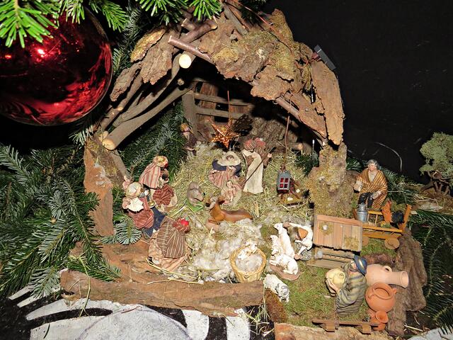 Eine Weihnachtskrippen-Darstellung unter dem Weihnachtsbaum | Foto: Brigitte Melder