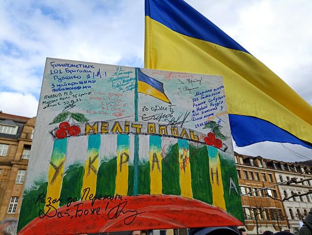 Pro-Ukraine-Demo in Heidelberg am 24.2.2024 | Foto: Henning Belle