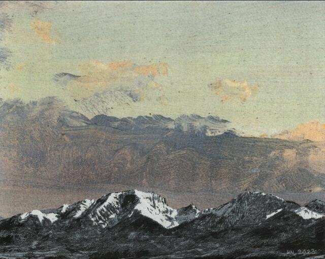 Heike Negenborn: Grenoble meets Blechen, 2023, Acryl auf Karton | Foto: Galerie Peter Zimmermann