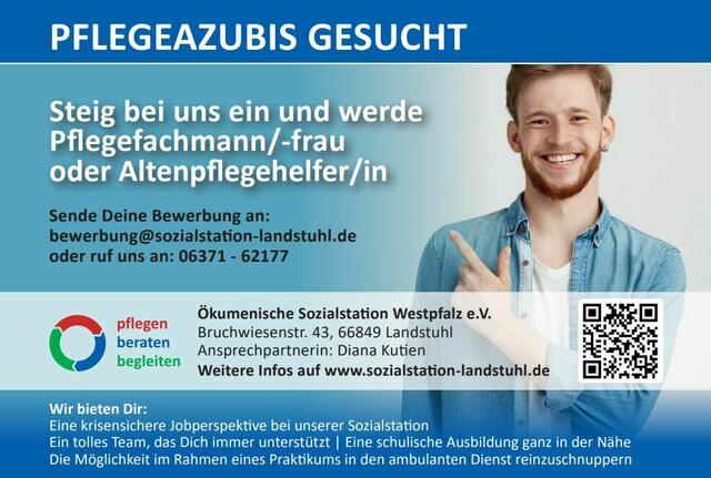 Pflegeazubis aus den Verbandsgemeinden Landstuhl, Ramstein-Miesenbach und Bruchmühlbach-Miesau sowie aus dem Raum Kaiserslautern finden hier einen engagierten Ausbildungspartner | Foto: Ökumenische Sozialstation Westpfalz e.V.