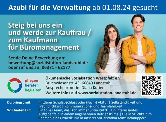 Steig bei uns ein" - so lautet das Ausbildungsmotto der Ökumenischen Sozialstation Westpfalz e.V. | Foto: Ökumenische Sozialstation Westpfalz e.V.