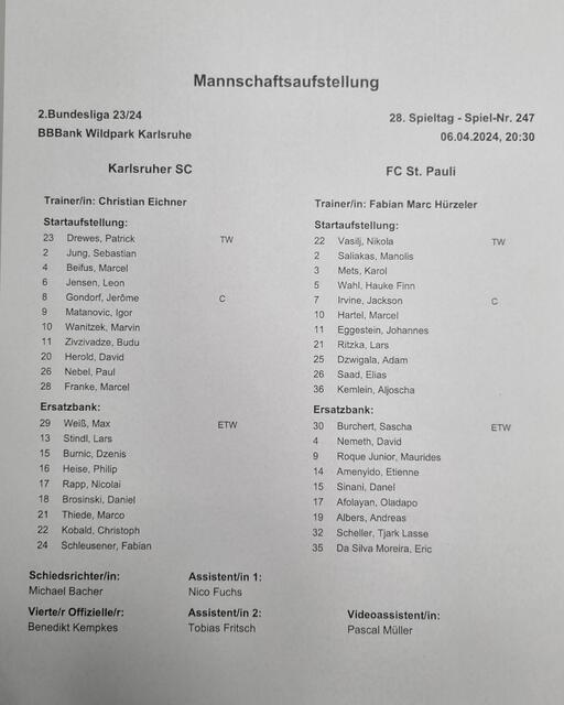 Die Aufstellung | Foto: KSC