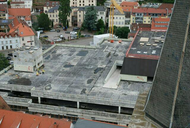 Die Hertie-Bausstelle, fotografiert vom Stiftskirchenturm | Foto: Markus Pacher
