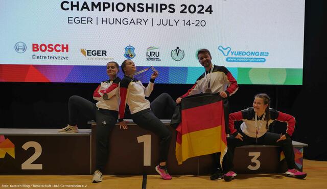 Bronze im Double Dutch Pair (vlnr): Fabienne Metzger, Bianca Illing, Mark Maurer und Simone Illing | Foto: Karsten Illing