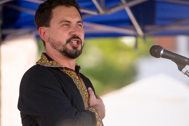 Serghii Ivanchyk begeisterte auf dem Mannheimer Marktplatz. | Foto: Christian Gaier