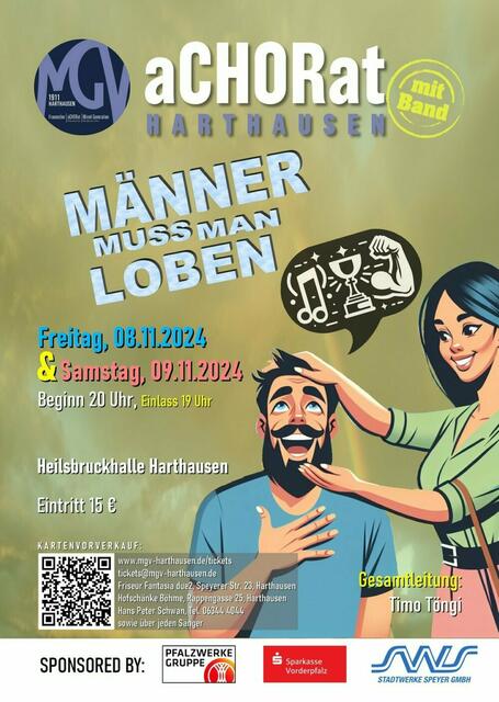 Plakatmotiv für Konzert "Männer muss man loben" des aCHORats vom MGV 1911 Harthausen e.V. | Foto: MGV 1911 Harthausen e.V.