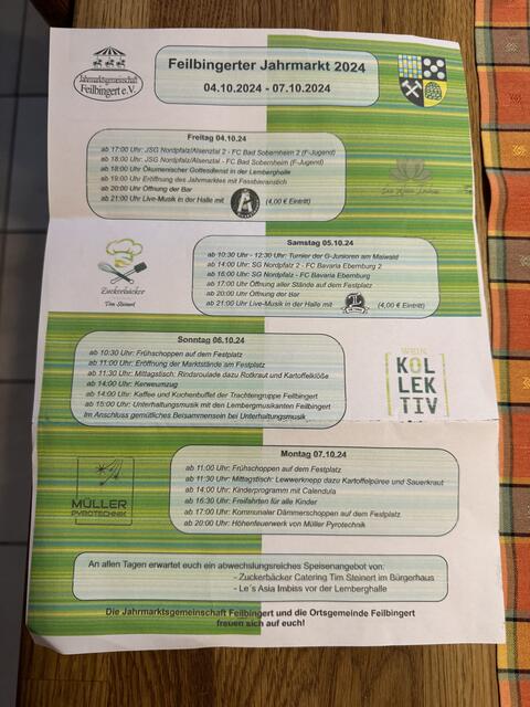 Programm Feilbingerter Jahrmarkt 2024  | Foto: Arno Mohr 