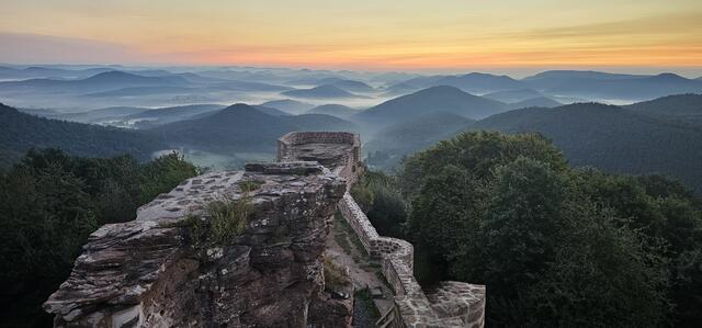 5 Sonnenaufgang auf der Wegelnburg. Herrliches Nebelverhangenes Panorama.  | Foto: Cornelia Weber