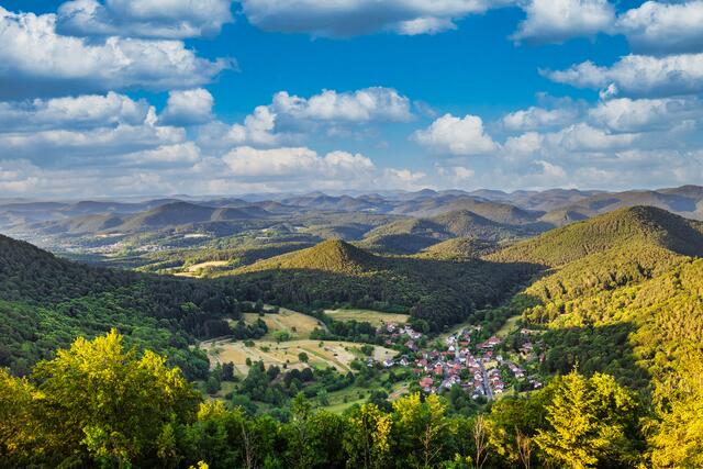 25 Blick von der Wegelnburg über Nothweiler in die Wasgauberge | Foto: Jürgen Leis