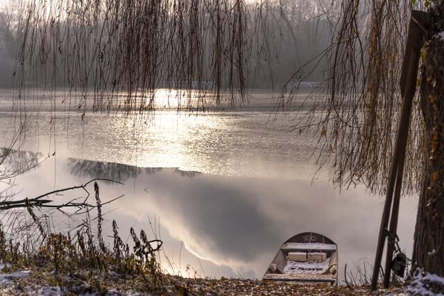 35 Winterliche Abendstimmung am Baggersee Gänskopf bei Sondernheim | Foto: Ulrich Bügel