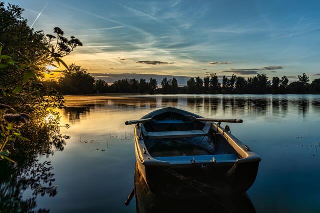 5 Die Sonne versinkt hinter den Bäumen am Großparthweiher in Ludwigshafen | Foto: Ralph Beetz
