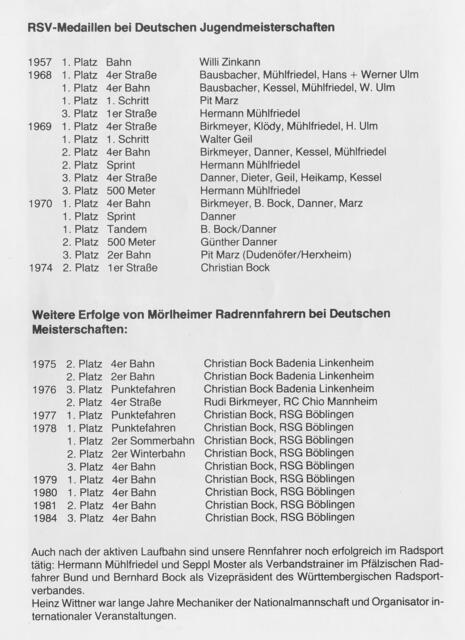 Das Ergebnis aus der Aktion 1964 | Foto: Chronik RSV Landau- Mörlheim erstellt von Bebo Bock