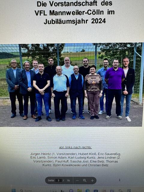 75 Jahre VfL Mannweiler-Cölln 2024 - Vorstandschaft im Jubiläumsjahr 2024  | Foto: VFl/C. Betz